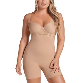 Leonisa Strapless Sculpting Step-in Body Shaper with Short Bottom Beige