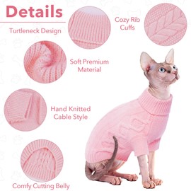 Lelepet Dog Jumpers Winter Dog Pullover, Knitted Warm Turtleneck Dog Christmas Sweater for Cold Weather, Soft Dog Knitwear for Small Dogs Boys Girls Pet Vest Outfit Cat Sweater, Pink, S