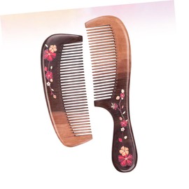 Baluue Set of 2 's Hair Combs Carving Relief Wooden Comb Anti-static Scalp Smooth Gentle Salon