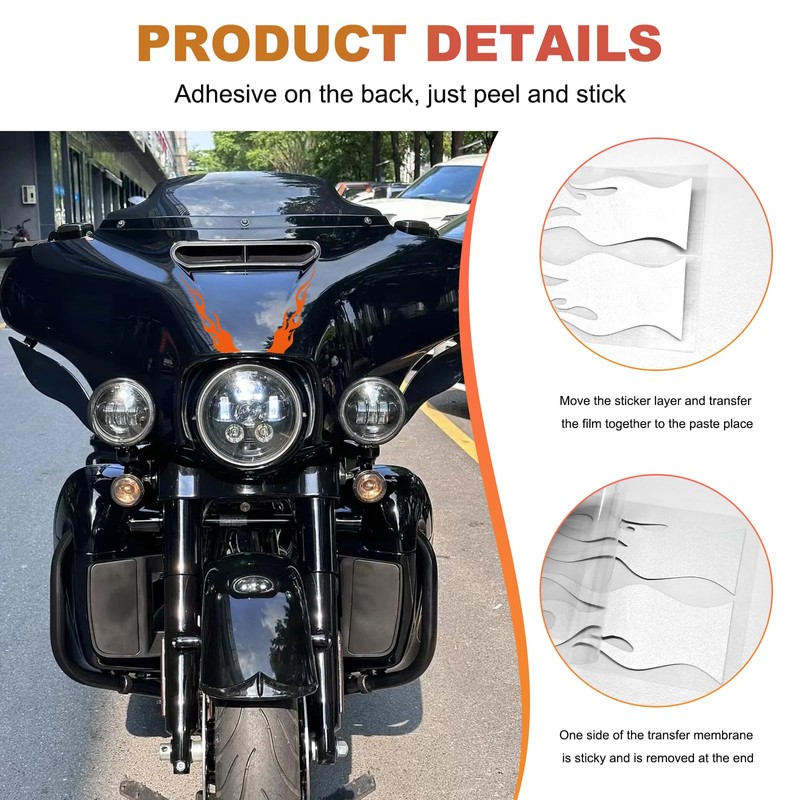 DXNQ 4 PCS Car Flame Reflective Stickers, Waterproof & Durable,