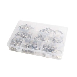 DollaTek 50 Piece 8-38mm American Stainless Steel Single Ear Stepless Hose Clamps Assortment Kit