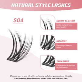 Think Show Imitation Mink Individual Wispy Natural Look Eye Volume Fluffy Lash Clusters DIY False Eyelash Extensions Spikes Kit 8-16mm (S04)