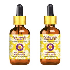 Deve Herbes Pure Lavender Essential Oil (Lavandula angustifolia) with Glass Dropper Steam Distilled (Pack of Two) 100ml X 2 (6.76 oz)