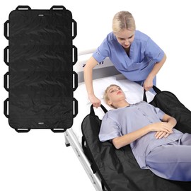 ZHEEYI Bed Positioning Pad with Reinforced Handles 63" x 40" Washable Patient Transfer Slide Sheet for Body Lifting, Turning, Repositioning, for Elderly, Incontinence, Caregiver, Black