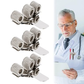 Pack of 3 Pen Holder with 3 Holes, Adjustable Stainless Steel Pen Holder, Pen Holder Clips for Tunic and Bag, Ideal for Home Office Doctors Nurses Nurse Accessories, Pen Holder with Clips