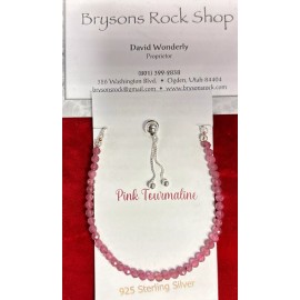 Natural Creations 925 Sterling Silver Pink Tourmaline Adjustable Bracelet