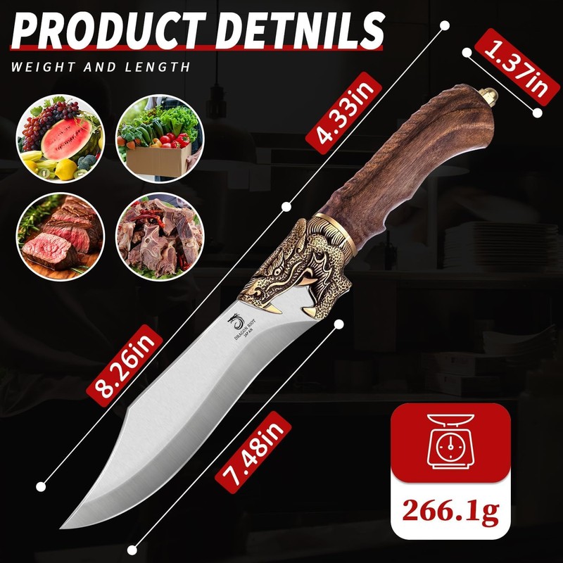 DRAGON RIOT Razor Sharp Chef Knife for Cooking, Hand Forged