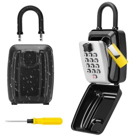 PAIRIER Key Safe with Shackle Key Cabinet with Combination Code Outdoor Key Lock 12 Digit Key Safe Key Box with Waterproof Cover for Home, Garage, Office, School