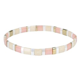 C·QUAN CHI Rainbow Tila Beads Stretch Bracelets Women Stackable Charm Bracelets Fashion Summer Jewelry