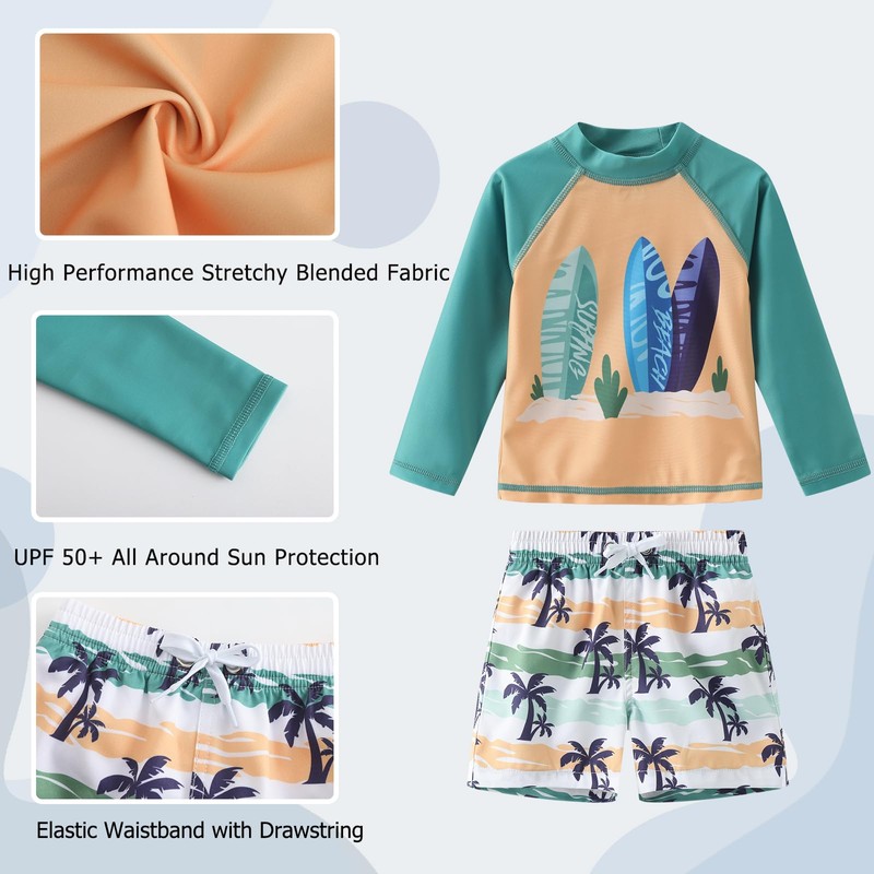 Aisyee Baby Boys Rash Guard Set for Toddler Boys Swim