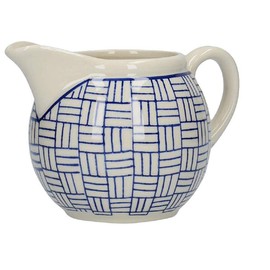 London Pottery Out of the Blue Milk Jug and Sugar Bowl Set with Lattice Design, Stoneware, White / Blue, 2 Pieces