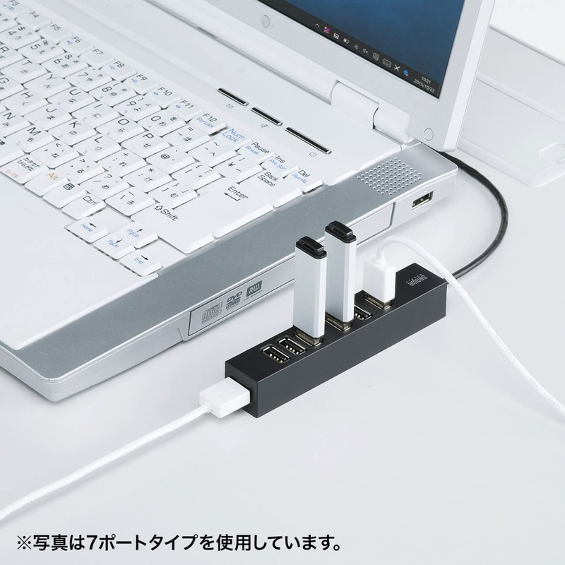 Sanwa Supply USB 2.0 Hub (10 Ports) USB-2H1001BKN Black