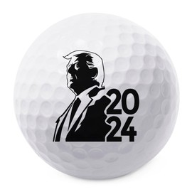 TeesAndTankYou Trump 2024 Silhouette Golf Ball - Novelty Gift for Men Golfers and Dad (Pack of 1)