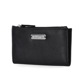 Nautica High Tide Small Wallet for Women, RFID Blocking Slim Credit Card Holder with Zipper Coin Pocket, Bifold Compact Wallet with ID Window, Black