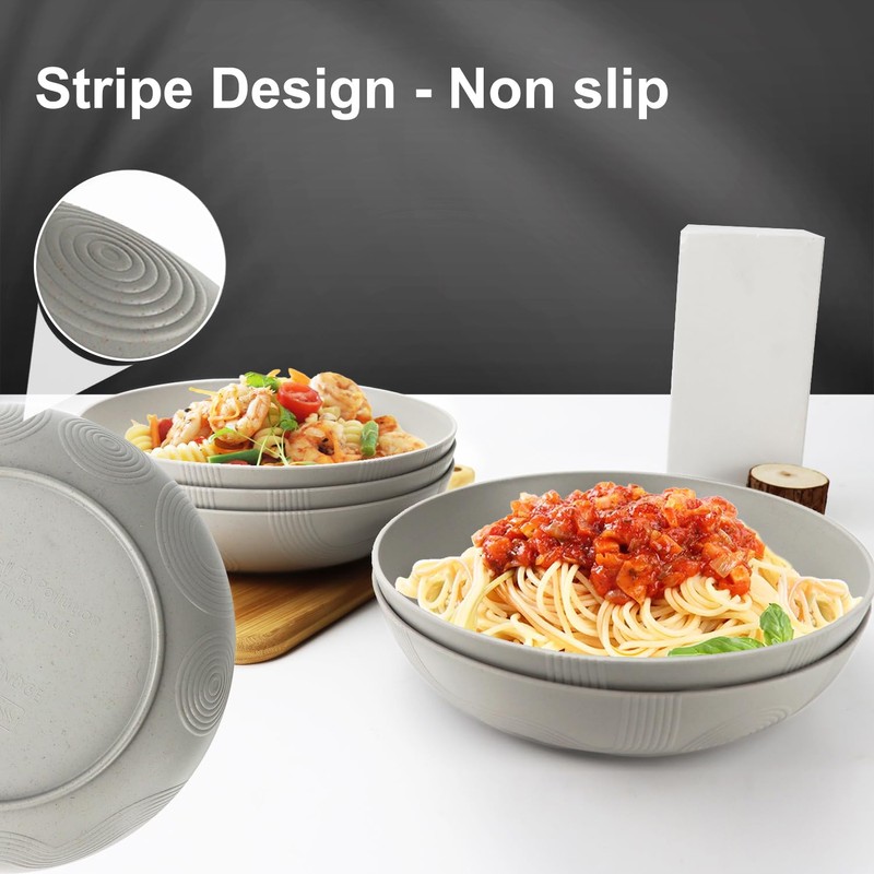 PYRMONT 65oz Wheat Straw Bowls-10 inches Large Salad Bowls Set