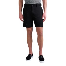 Haggar Men's Cool 18 Pro Straight Fit Flat Front 4-Way Stretch Expandable Waist Short, Black, 34