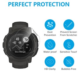 KUSINHOKA 3 Pack Screen Protector for Garmin Instinct 2/ Instinct 2 Solar,HD Clear Scratch Resistant Bubble Free Easy Installation，Ultra Thin TPU Full Coverage Flexible Soft Film