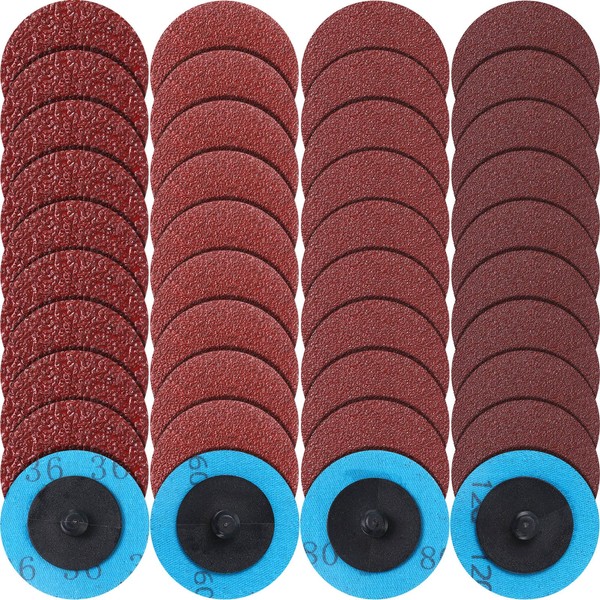200 Pcs 2 Inch Sanding Discs 36/60/80/120 Grit Discs Aluminum Oxide Coated Die Grinder Accessories for Surface Prep, Grinding Burrs Polishing Finishes Removing Rust Paint