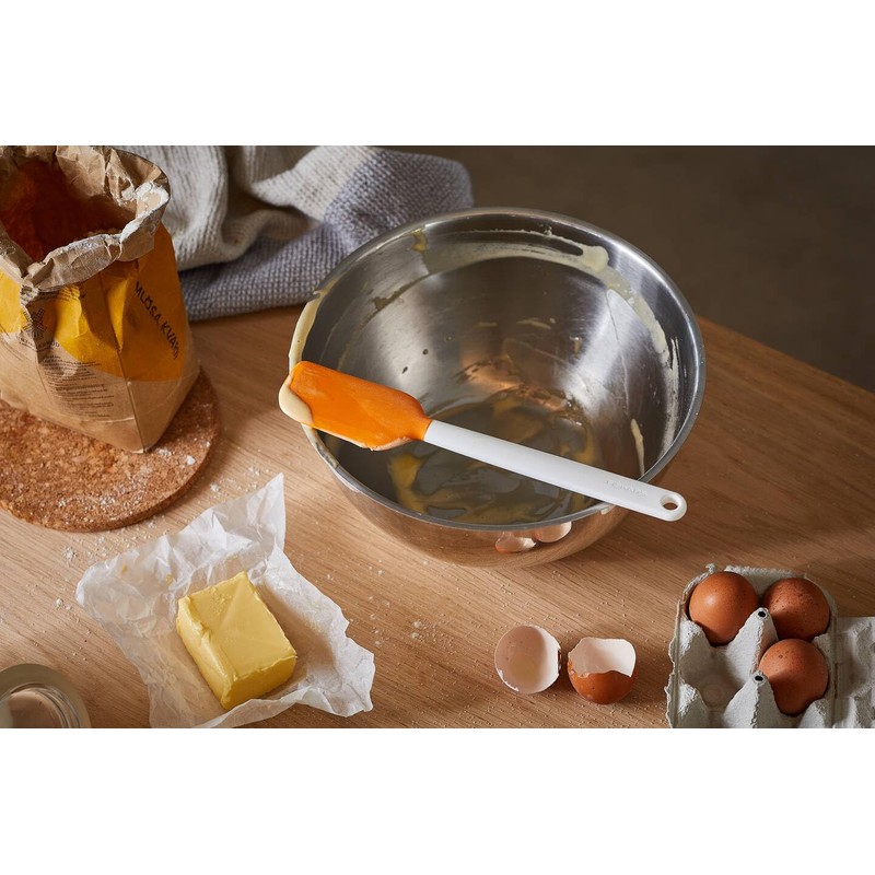 Fiskars Teigschaber mit Silikonkopf, Länge: 27,5 cm, Kunststoff/Silikon, Orange/Weiß, Functional