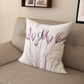 Sladjana Textured Modern Minimalist Pillow Cover with Creative Floral Print, Digital-Printed Square Cushion Cover for Living Room Sofa (16 * 16inch-03022)