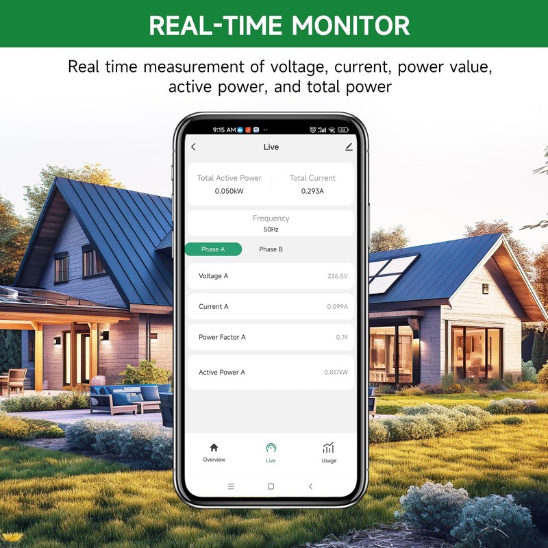 WiFi Energy Monitor with 2 * 300A Clamps, Real-Time Electricity
