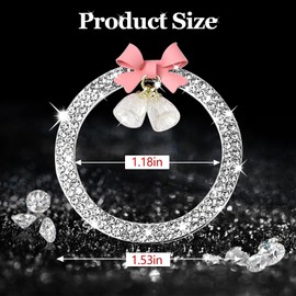 Hovom Cute Bow Bling Car Push Start Button Decoration Ring, Crystal Rhinestone Engine Start Button Cover, Push to Start Sticker Car Decoration, Automotive Key Ignition & Knob Bling Ring (White)