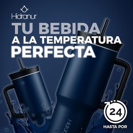 Termo con Asa y Popote, Termo para Caf de Acero Inoxidable, Tapa Hermtica Antifugas, Mantiene Bebidas Calientes y Fras, Taza para Agua y Caf, Botella 
