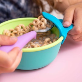 321 Grow Easy Scoop & Hold Bowl Set • Silicone bowl for babies, toddler, kids • Set of 2 bowls | 6 mo+ | Dishwasher and microwave safe (Ocean)