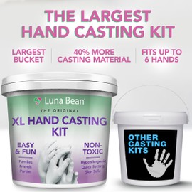 Luna Bean XL Family Hand Casting Kit – Extra Large Hand Mold Kit for Families, Casts Up to 6 Hands – Unique Family Gifts Ideas, Parents, Grandparents & Keepsake Memorial