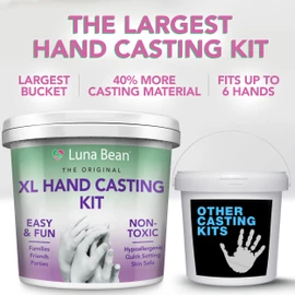 Luna Bean XL Family Hand Casting Kit – Extra Large Hand Mold Kit for Families, Casts Up to 6 Hands – Unique Family Gifts Ideas, Parents, Grandparents & Keepsake Memorial