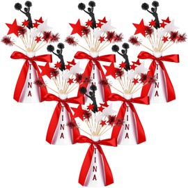 Weysat 6 Sets Cheerleading Party Centerpiece Cheer Megaphone Table Decor for Party Favors DIY Sports Cheers Noisemaker DIY Plastic Megaphone for Sports Match Game Outdoor Activities (Red)