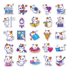 50Pcs Water Bottle Stickers for Teens Adults Cute Waterproof Vinyl Cats Stickers for Laptops, Computer, Suitcase, Skateboards, Guitar (Cats)