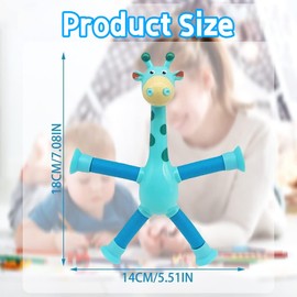 ZZRSYJ Pack of 4 Telescopic Suction Cup Giraffe Toy, Telescopic Suction Cup Giraffe Toy, Giraffe Tubes Sensory Toy, Giraffe Tubes Toy, Educational Stress Relief Toy Children