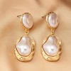 Chunky Gold Baroque Pearl Dangle Earrings for Women Vintage Pearl
