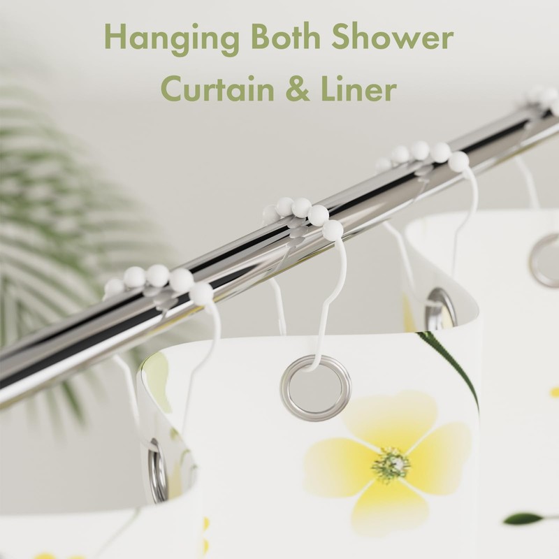 Amazer Shower Curtain Hooks, Decorative Shower Curtain Hooks Rust-Resistant Stainless