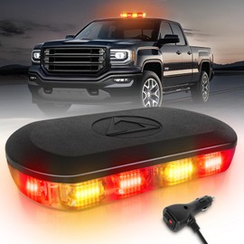 HLauto HLauto 700A Rooftop Emergency Strobe Lights Bar, 72 LED Amber Red Mini Beacon Safety Flashing Warning Traffic Lights Bar w/Magnetic Base for 12-24V Trucks, Construction Vehicles, Snowplow, Cars