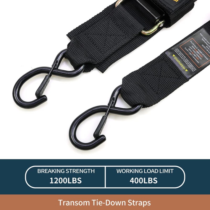Seamander Transom Tie Down Straps for Boating Safety, Jetski &