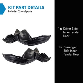 TRQ TRQ Inner Fender Liner Set Compatible with 2004-2005 Subaru Impreza SU1250101 SU1251101