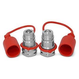 Summit Hydraulics 2 Pack - 1/2" Ag ISO 5675 Hydraulic Quick Connect Male Coupler, Poppet Valve, 1/2" NPT