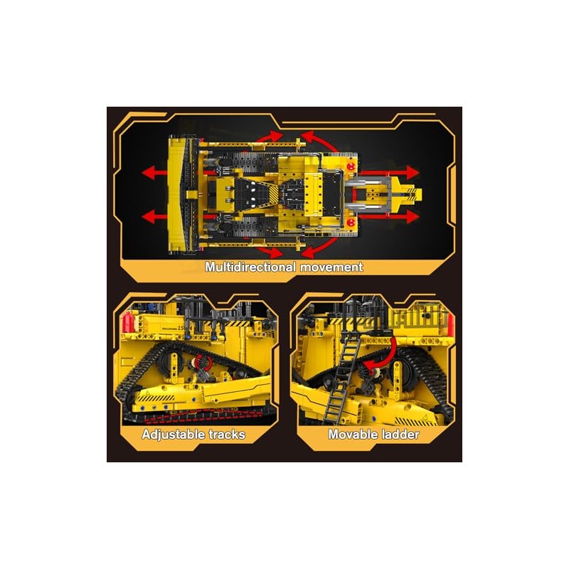 Mould King 15084 Construction Bulldozer Kit, 1508-Piece Engineering Vehicle Model