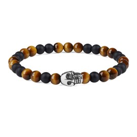 GAVU Men's Tiger Eye Matte Onyx Stone Beaded Bracelet