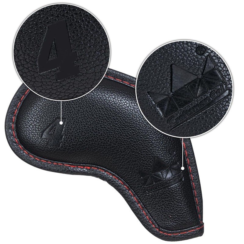 Craftsman Golf Magnetic Headcover Set for Golf Iron Headcovers Black