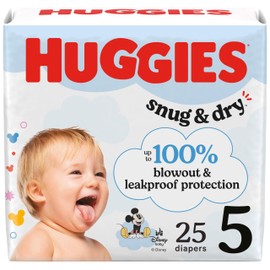 Huggies Size 5 Diapers, Snug & Dry Baby Diapers, Size 5 (27+ lbs), 25 Count, Packaging May Vary