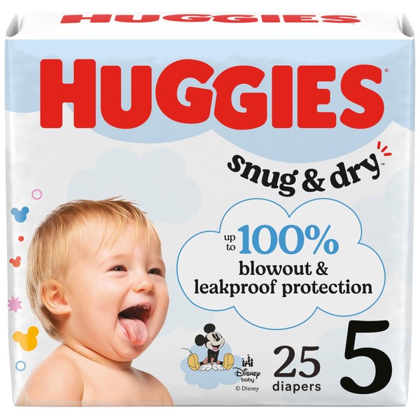 Huggies Size 5 Diapers, Snug & Dry Baby Diapers, Size