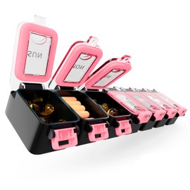 Weekly Pill Organizer 1 time a Day – Pill Box 7 Day with Enhanced Waterproof Seal, Large compartments Hold Big Vitamins & Supplements, Upgraded Locking lids, for Home & Travel use, Durable Hard case