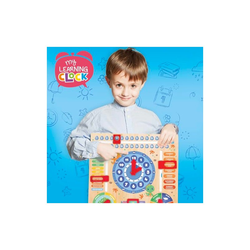 CRAZE My Learning Clock Dino English Language - Wooden Learning