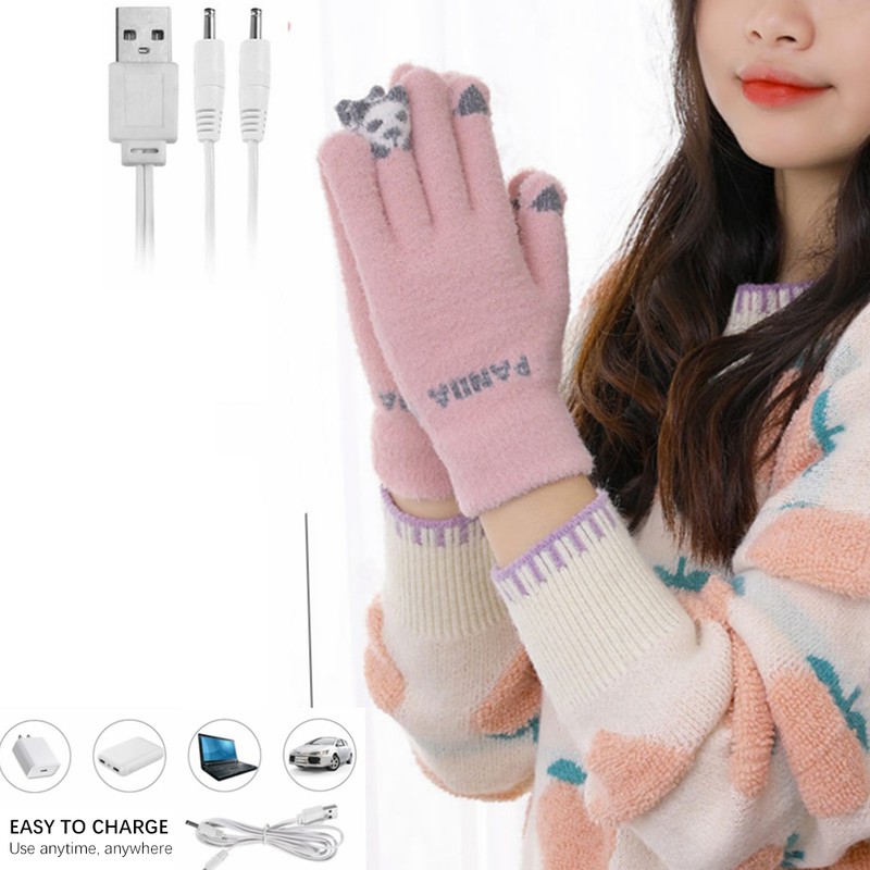 USB Heated Gloves for Men Women Touch Screen Full Finger