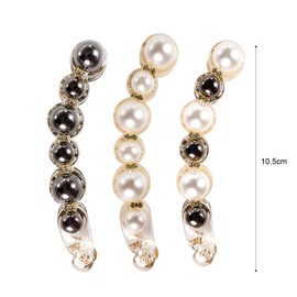 Lotsdonxia 3-Piece Pearl and Rhinestone Banana Hair Clips Stylish Vertical Twist Clips for Long and Thick Hair Hairstyling Accessories for Girls Daily Wear Easy Hair Management