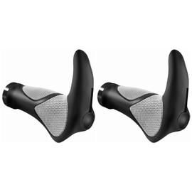 Mountain Bike Handlebar Grips,Ergonomic Lock-on Bicycle Handlebar Grips with Horns Ends Aluminum Alloy Rings Lock On
