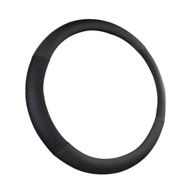 JNNJ Lenkradbezug Auto, Anti-Rutsch Leder Lenkradhülle, Atmungsaktiver Anti Rutsch Steering Wheel Cover für Auto Truck SUV, Mikrofaser-Leder-Lenkradabdeckung(Schwarz)